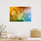 Computerwetenschap als Abstracte achtergrondkunst Poster (Keuken)