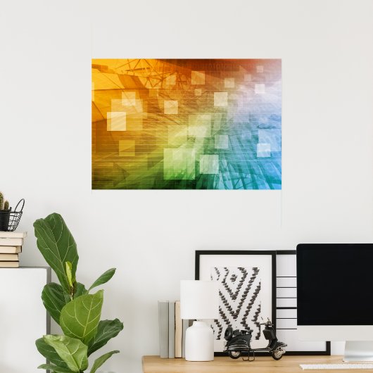 Computerwetenschap als Abstracte achtergrondkunst Poster (Thuiskantoor)