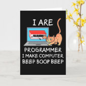 Computerwetenschap IT Computer Kat Grappige Uitdru Kaart (Gele Bloem)