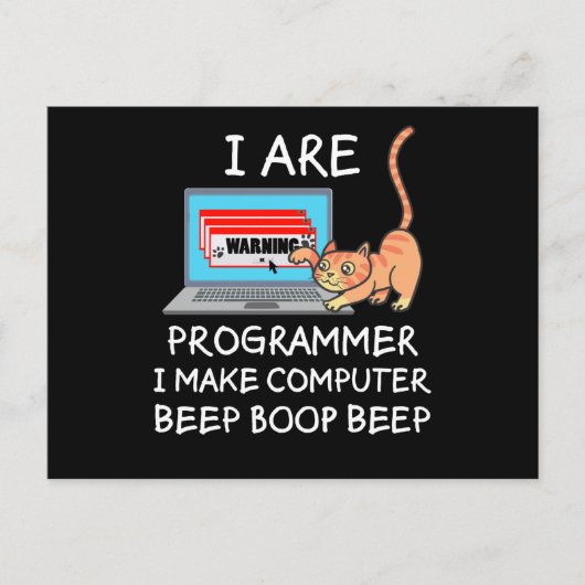 Computerwetenschap IT Computer Kat Grappige Uitspr Briefkaart (Voorkant)