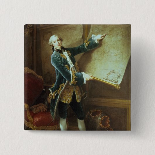 Comte de Vaudreuil, 1758 Vierkante Button 5,1 Cm (Voorkant)