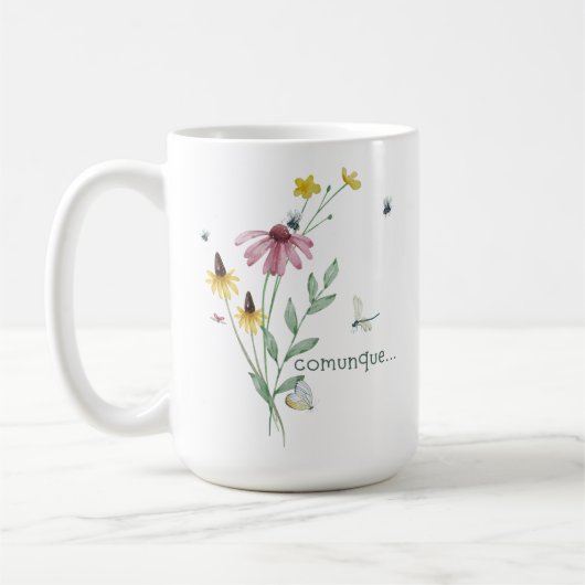 Comunque (con fiori; Italiano) Koffiemok (Links)