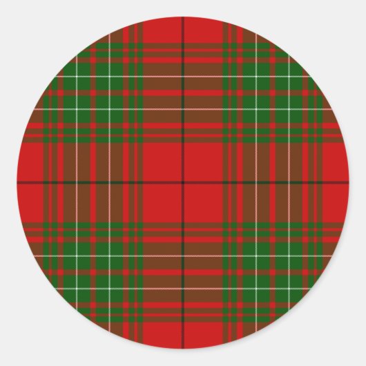 Comyn tartan rode groene vlecht ronde sticker (Voorkant)