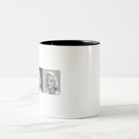 CON18BWRD Marilyn Trio Red Lips Blue Eyes.tif Tweekleurige Koffiemok (Center)