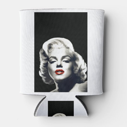CON24BW-V4 Red Lips Marilyn in BLACK.tif Blikjeskoeler (Voorkant)