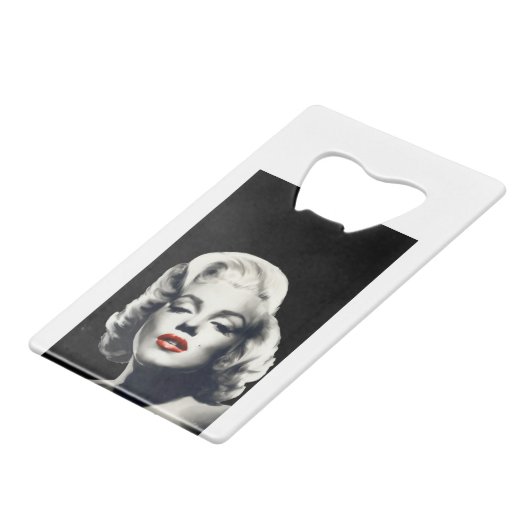 CON24BW-V4 Red Lips Marilyn in BLACK.tif Creditkaart Flessenopener (Voorkant Gekanteld)