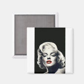 CON24BW-V4 Red Lips Marilyn in BLACK.tif Magneet (Voorkant / Achterkant)