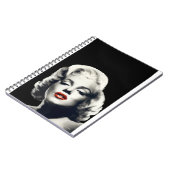 CON24BW-V4 Red Lips Marilyn in BLACK.tif Notitieboek (Linkerzijde)
