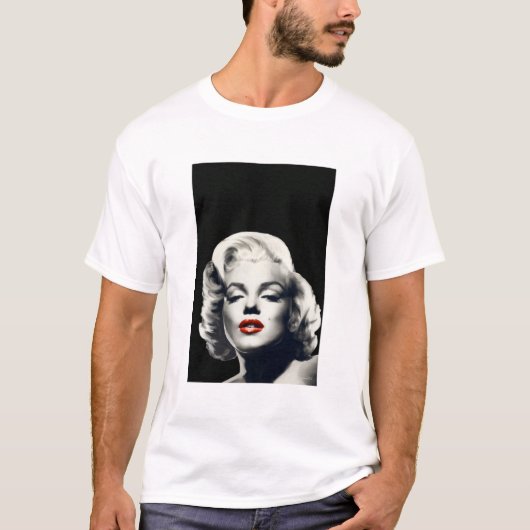 CON24BW-V4 Red Lips Marilyn in BLACK.tif T-shirt (Voorkant)