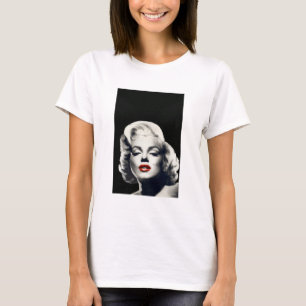 CON24BW-V4 Red Lips Marilyn in BLACK.tif T-shirt