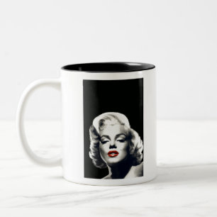 CON24BW-V4 Red Lips Marilyn in BLACK.tif Tweekleurige Koffiemok