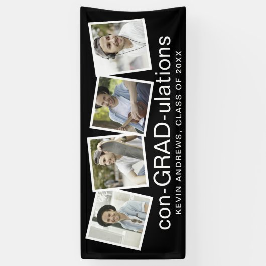 con-AFSTUDEERDER-ulations 4 Fotocollage Afstuderen Spandoek (Verticaal)