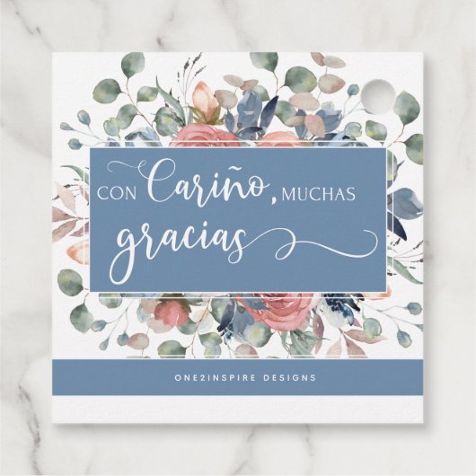 Con Cariño Muchas Gracias, Bloemen Dank u Bedankjes Labels (Achterkant)