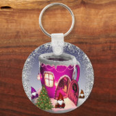 con casa en forma de taza con enanos sleutelhanger (Voorkant)