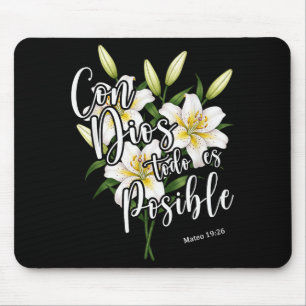 Con Dios Todo Es Posible T-shirt Christelijk Spaan Muismat