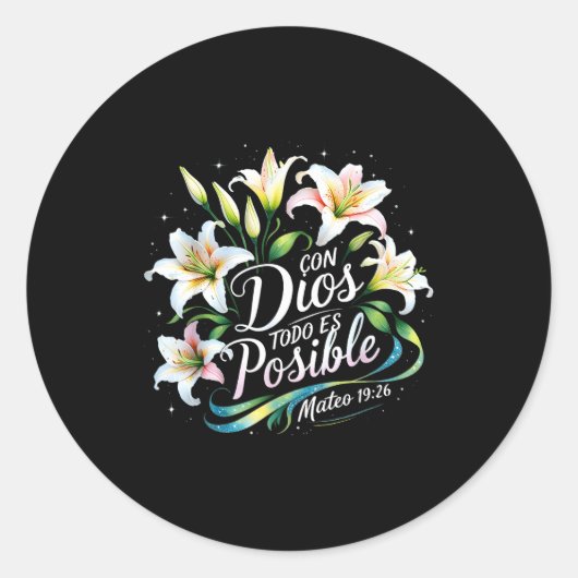 Con Dios Todo Es Sible Mateo 19_26 Gift Ronde Sticker (Voorkant)