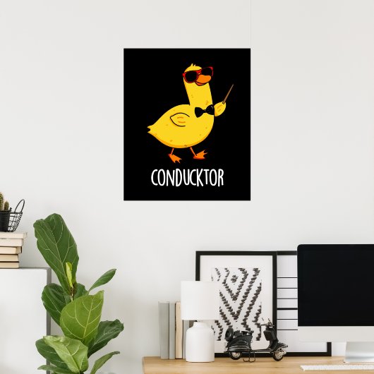 Con-duck-tor Grappige Muziek Dirigent Duck Pun Dar Poster (Thuiskantoor)