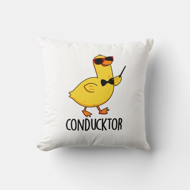 Con-duck-tor Grappige muziek dirigent Duck Pun Kussen (Voorkant)