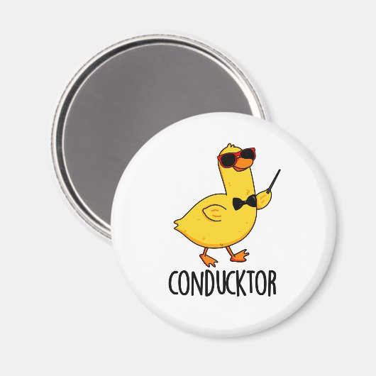 Con-duck-tor Grappige muziek dirigent Duck Pun Magneet (Voorkant / Achterkant)