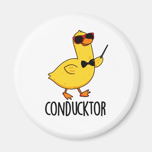 Con-duck-tor Grappige muziek dirigent Duck Pun Magneet (Voorkant)