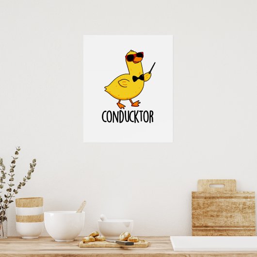 Con-duck-tor Grappige muziek dirigent Duck Pun Poster (Keuken)