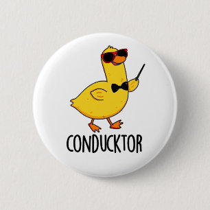 Con-duck-tor Grappige muziek dirigent Duck Pun Ronde Button 5,7 Cm