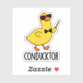 Con-duck-tor Grappige muziek dirigent Duck Pun Sticker (Vel)