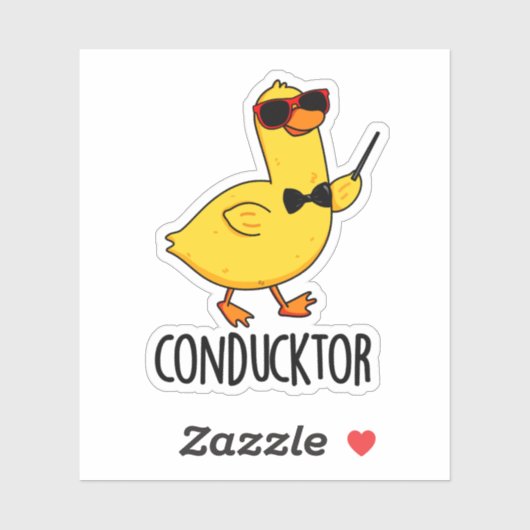 Con-duck-tor Grappige muziek dirigent Duck Pun Sticker (Vel)