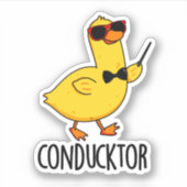 Con-duck-tor Grappige muziek dirigent Duck Pun Sticker (Voorkant)