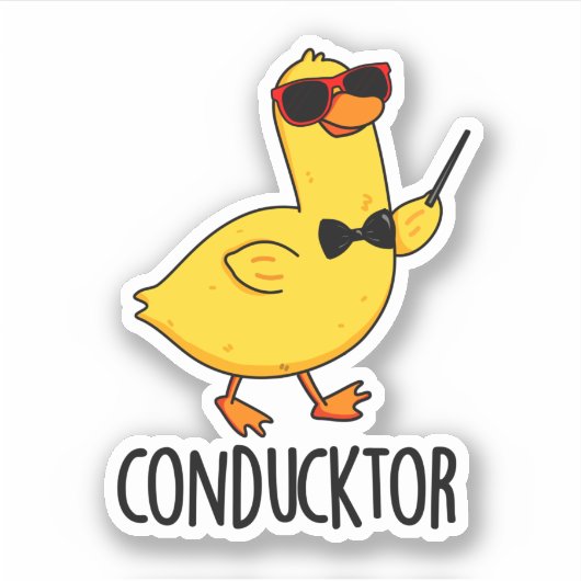 Con-duck-tor Grappige muziek dirigent Duck Pun Sticker (Voorkant)