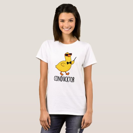 Con-duck-tor Grappige muziek dirigent Duck Pun T-shirt (Voorkant volledig)