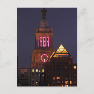 Con Edison Clock Tower aangestoken in Roze bij Twi Briefkaart