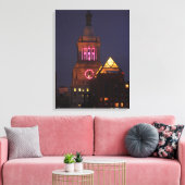 Con Edison Clock Tower verlicht in roze bij Twilig Canvas Afdruk (Insitu (Woonkamer))