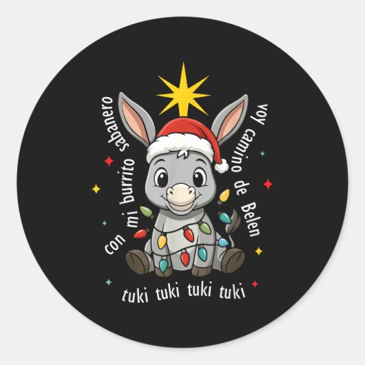 Con Mi Burrito Sabanero Mexican Tuki Tuki Latino X Ronde Sticker (Voorkant)