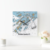 Con Nautical Chart Thimble Islands Vierkante Klok (Huis)