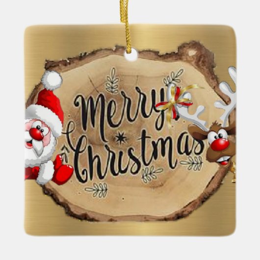 con papá Noel elegante Keramisch Ornament (Voorkant)