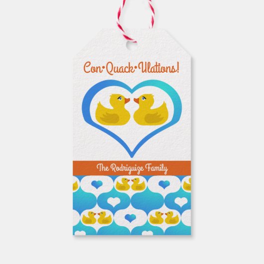 Con·Quack·Ulations! Cruising Ducks Voorbedrukt Cadeaulabel (Achterkant)