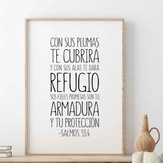 Con Sus Plumas Te Cubrirá, Salmos 91:4 Poster
