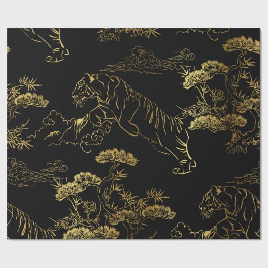 con tigre estilo japonés cadeaupapier (Vlak)