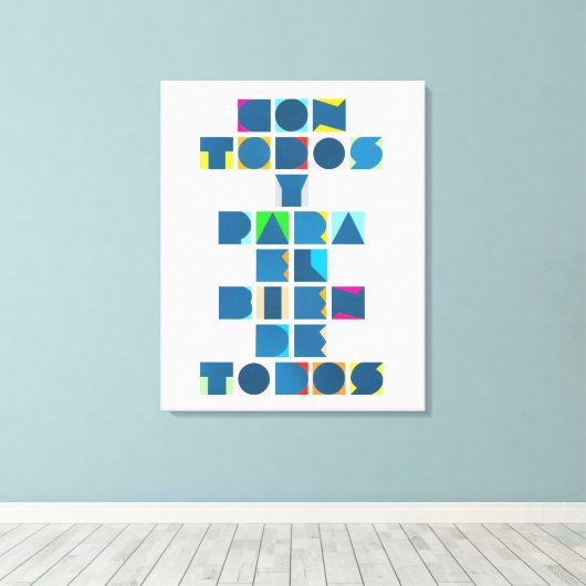 CON TODOS White Colorful Canvas Afdruk (Insitu (Houten vloer))