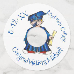 Con'afstudeerder Blue Pet Gown Diploma Afstuderen Wijnglaslabel