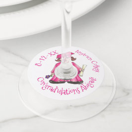 Con'afstudeerder Pink Pet Gown Diploma Afstuderen Wijnglaslabel