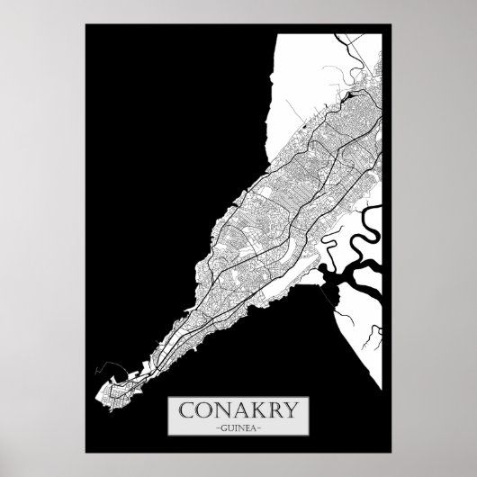 Conakry Guinee Kaart Poster (Voorkant)