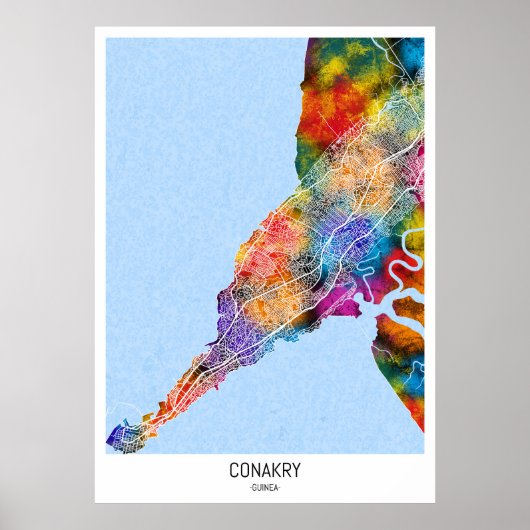 Conakry Guinee Stadsplattegrond Poster (Voorkant)
