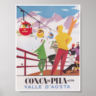 Conca di Pila Italië  skireizen Poster