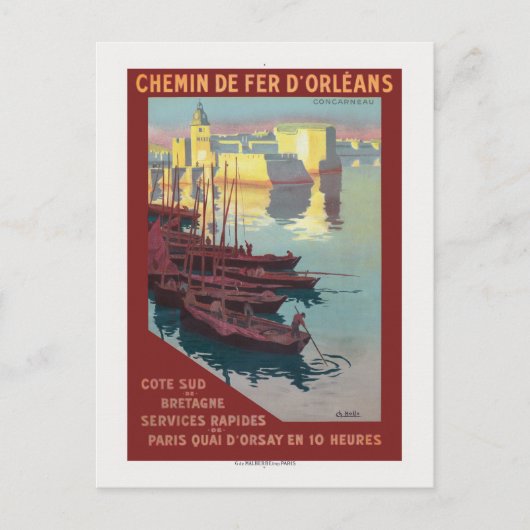 Concarneau Frankrijk Vintage Poster 1919 Briefkaart (Voorkant)