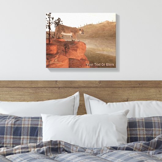 Concentratie - Cougar Canvas Afdruk (Insitu (Slaapkamer))