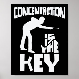 Concentratie is de belangrijkste grappige pool bil poster