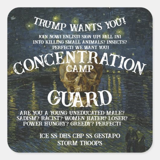 CONCENTRATION CAMP TRUMP DHS ICE CBP POLICIA VIERKANTE STICKER (Voorkant)