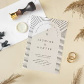 Concentric Arch Minimal Modern Wedding Monogram Vellum Uitnodigingen